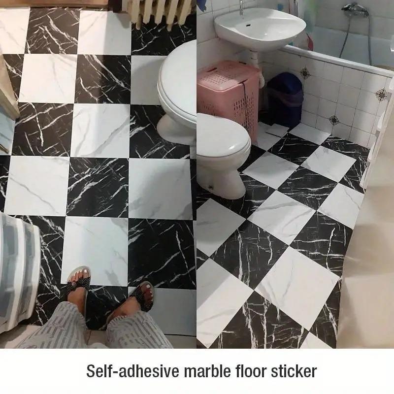 Thick Imitation Marble Self-Adhesive Floor Stickers Wall Tiles Non-Slip Waterproof Vinyl Sticker for Kitchen Bathroom Renovation