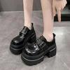 Women's High Platform Leather Shoes New Spring 10CM Heels Chunky Sneakers Female Lace-up Loafers Walking Shoes Woman