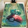 Bulbasaur Printed Flannel Blanket Warm Soft for Bed Sofa Couch Travel and Picnic.-TING