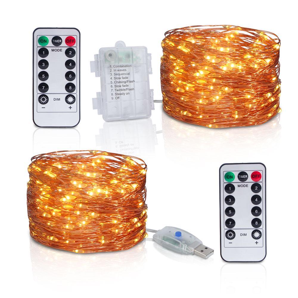 Гирлянда LED огней на проволоке с пультом дистанционного управления для декора