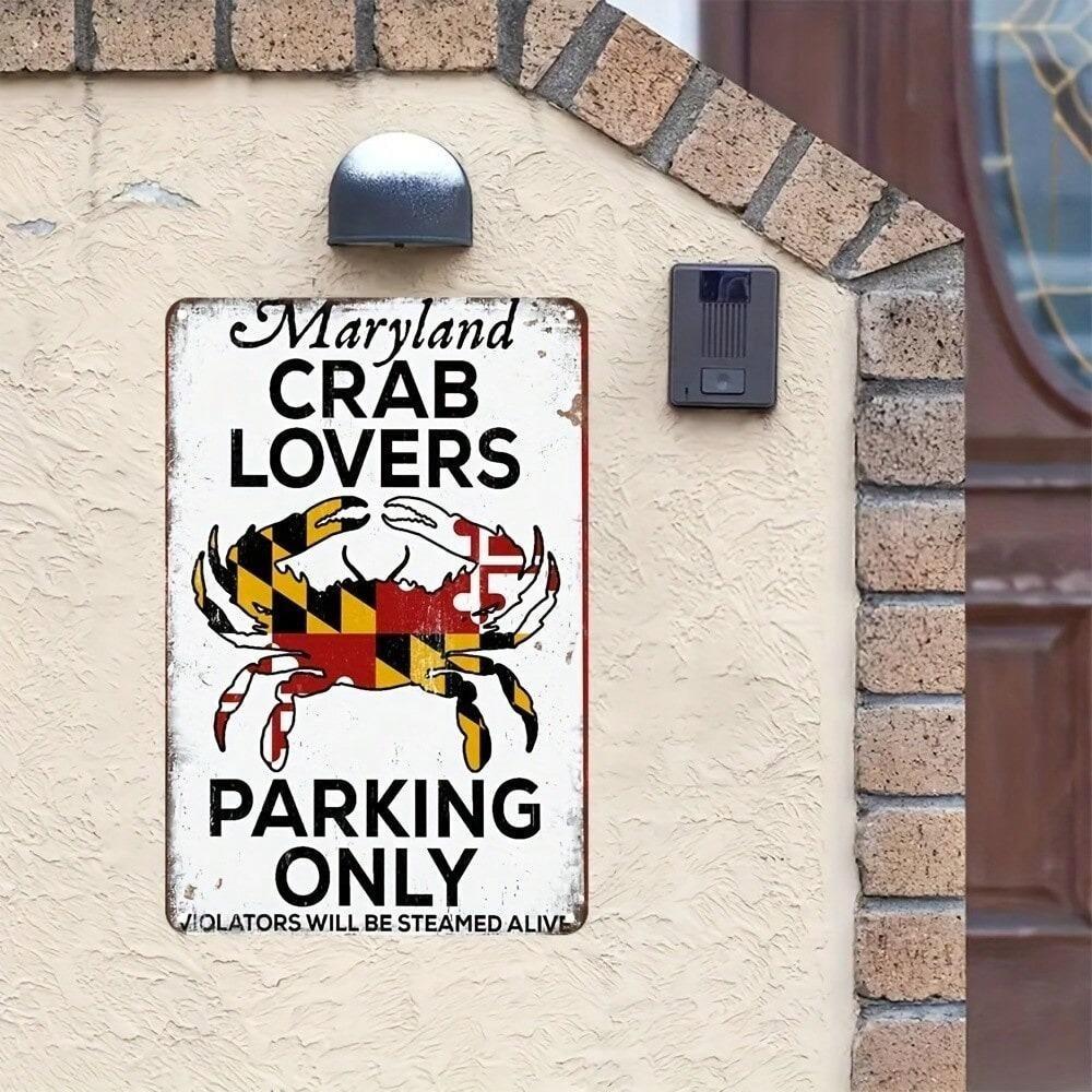 Металлический знак Maryland Crab Ретро Парковка Настенный Декор 8x12 Дюймов Кухня Бар Гараж Паб