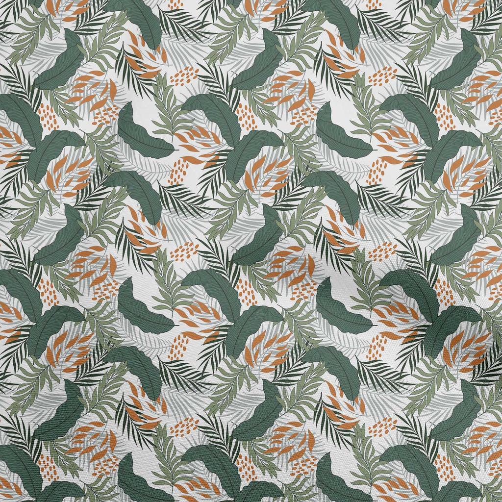 oneOone Cotton Flex Dark Green Fabric Tropical Leaf Sewing Material Print Fabric By The Yard 40 Inch