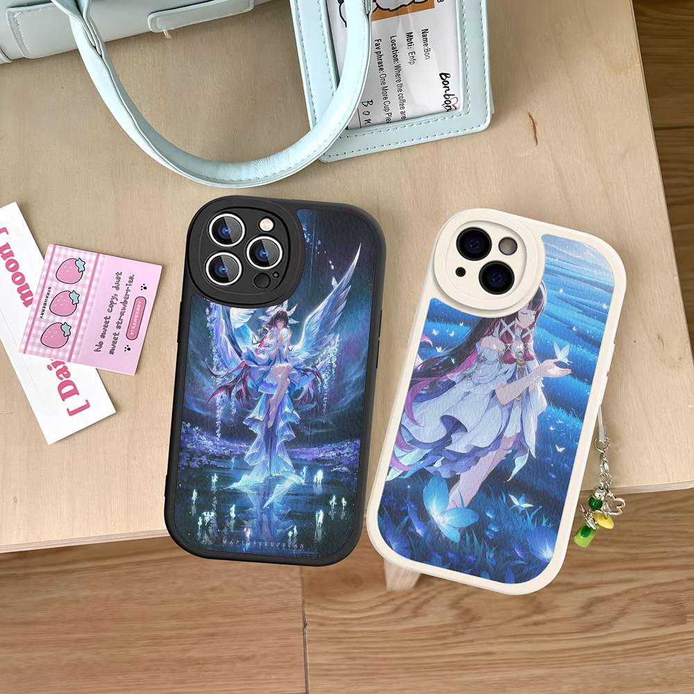Чехол для телефона Genshin Impact Коломбина Для iPhone 16 15 14 13 12 11 Pro Max Plus Кожаный Мягкий Чехол