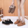 Women's Winter Warm Snow Boots Fuzzy Faux Suede Walking Shoes for Women Casual Anti-Slip Comfortable Workout Short Booties With Faux Fur Lined