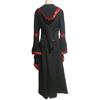 Women Dress Medieval Royal Style Lace-up Hooded Bat Sleeve Maxi Dress Waist-Cinching Square Collar Stage Performance Renaissance Cosplay Costume