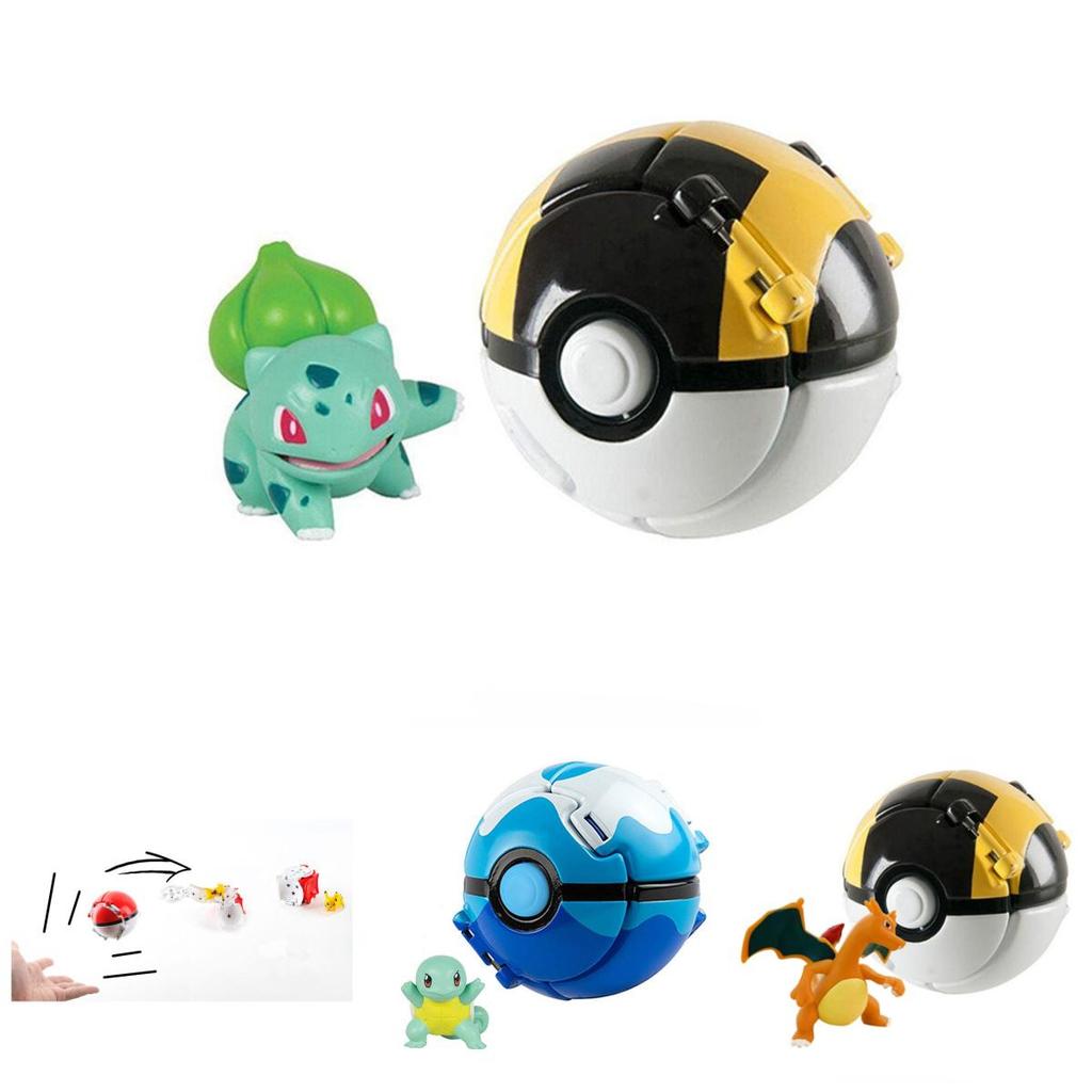 Pokemon Poke Ball Elf Figure Model Toy Pikachu Charmander Litten Rockruff Game Anime Figure