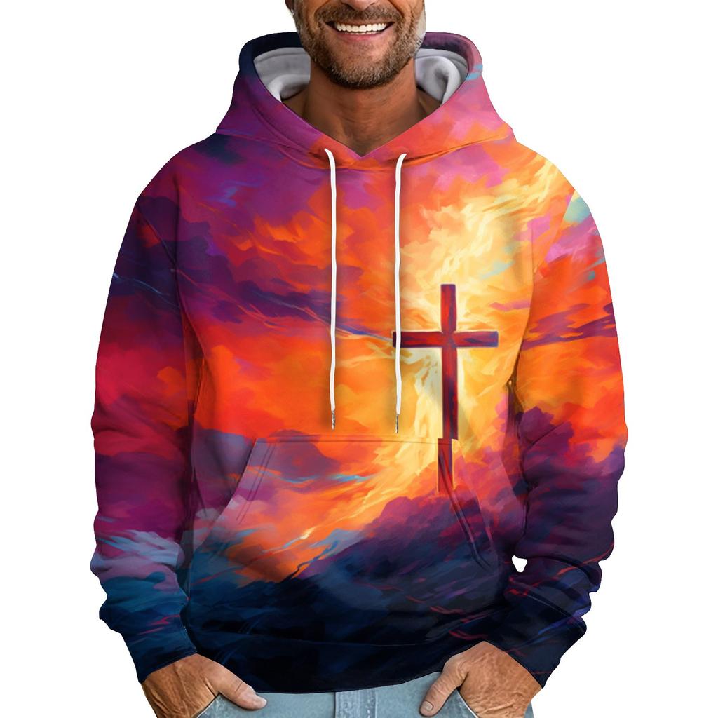 Мужская свободная толстовка с капюшоном с принтом, мужская повседневная модная спортивная толстовка