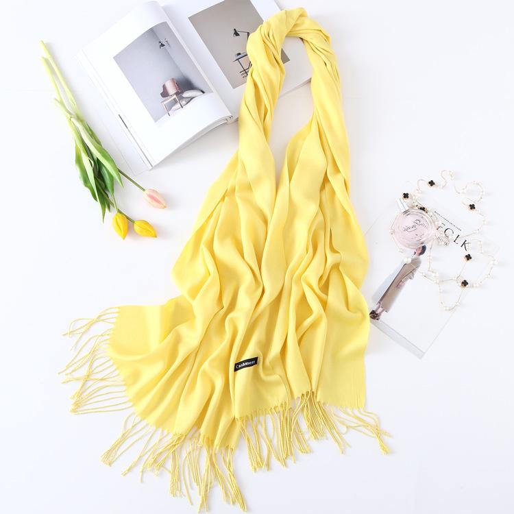2024 Autumn And Winter New Solid Color Extended Thin Imitation Cashmere Scarf Versatile Warm Neck Protection Scarf Shawl For Women