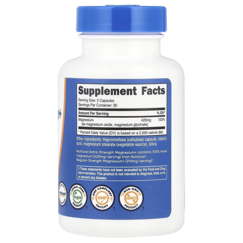 Magnesium+, Extra Strength, 60 Capsules, (210Mg per capsule)