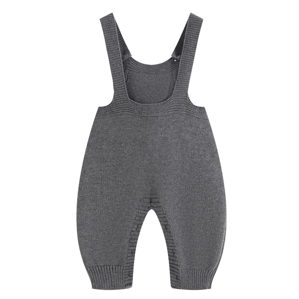 Унисекс вязаные хлопковые комбинезоны с мишкой для новорожденных на весну и осень - Супер милый дизайн