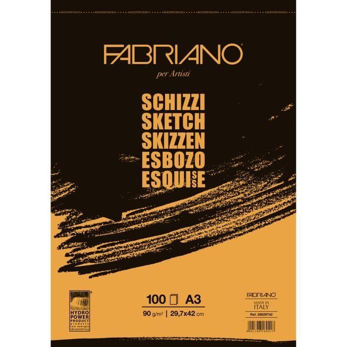 Fine Art Paper - FABRIANO - Sketches Esquisse - A3 - 90g/m² - 100 Sheets White