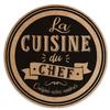 [A3392] - Burlap Placemat 'La Cuisine Du Chef' Black Beige - 38 Cm