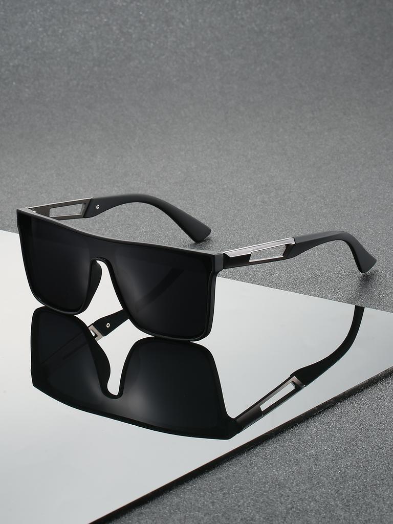 1Pc Men's Fashionable Square Glasses with Metal Accessories, Retro Fashion High-End Sunglasses, Suitable for Outdoor Activities