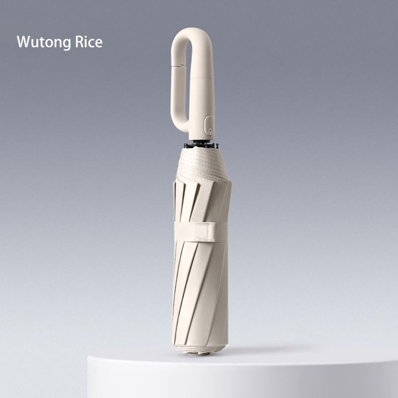 Fully Automatic Reverse-Locking 12-Rib Windproof And Rainproof Black Vinyl Sun Umbrella Suitable For Both Sunny And Rainy Days.