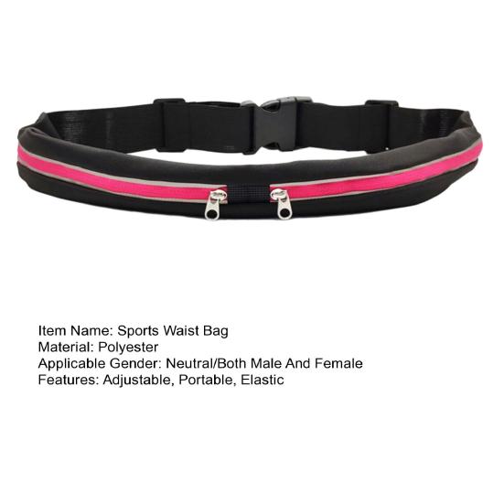 Спортивный беговой пояс со светоотражающими полосками Фитнес Двойной Карманный поясной рюкзак Портативный