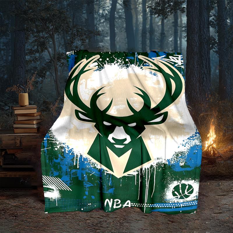Bucks Team Logo Artwork Blanket Flannel Throw for Sofa, Travel, Camping, Livingroom, Office, Chair and Bed Soft and Warm Holiday gifts