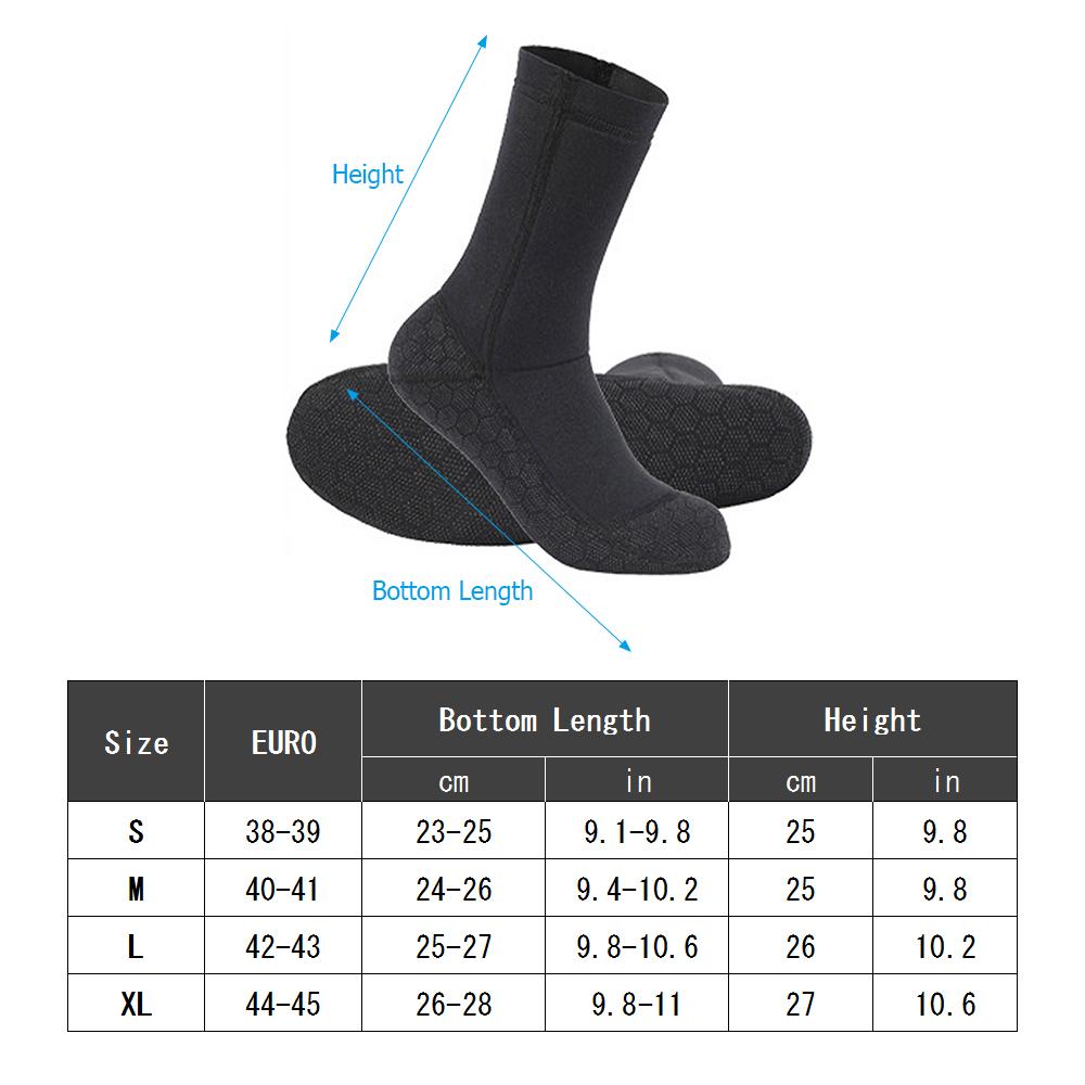 3MM Neoprene Wetsuit Socks Warm Scuba Diving Socks Winter Beach Booties Shoes Anti-Slip Surfing Swimming Rafting Snorkeling Sailing