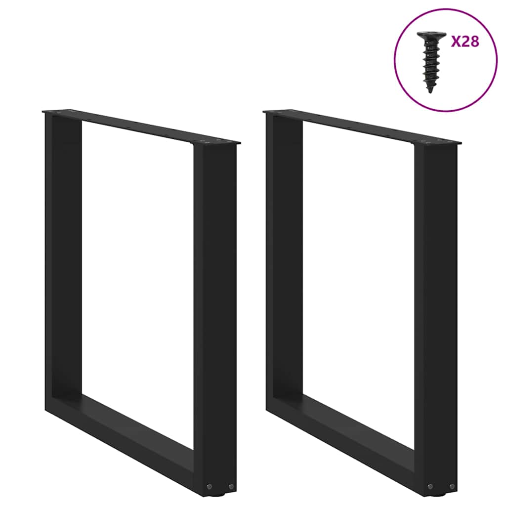 U Shaped Dining Table Legs 2 pcs Black 80x(72 73) cm Steel