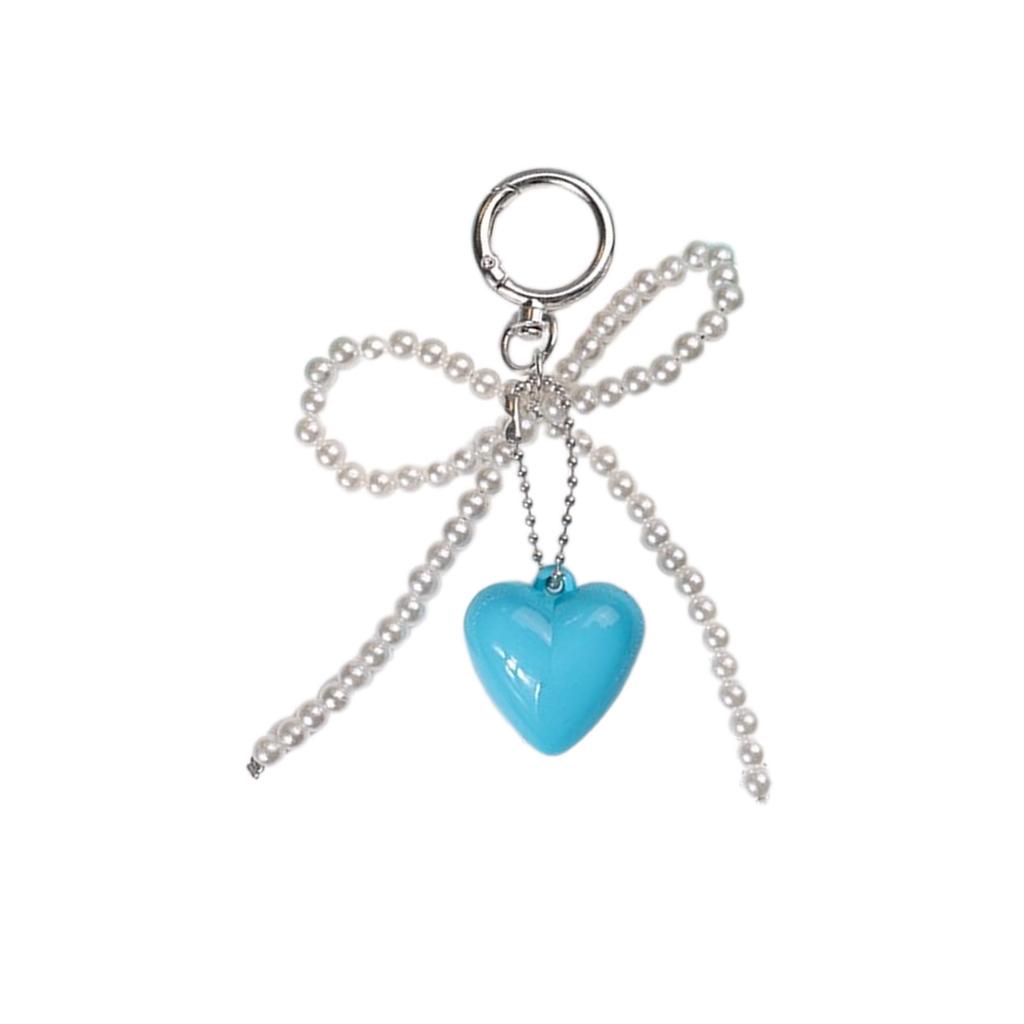Heart Shaped Bead Keychain with Handmade Detail Lovely Heart Shaped Keychain Unique Beaded Bowknot Stylish Phone Straps