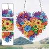 5D DIY Diamond Painting Pendant Heart Flower Acrylic Diamond Painting Home Decor Round Single-Sided for Garden Window Decor
