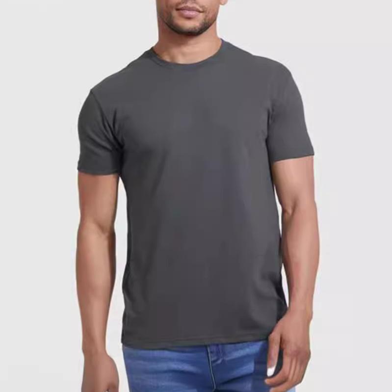Футболка унисекс летняя хлопковая с коротким рукавом, с круглым вырезом, облегающая спортивная футболка больших размеров, однотонная рекламная рубашка