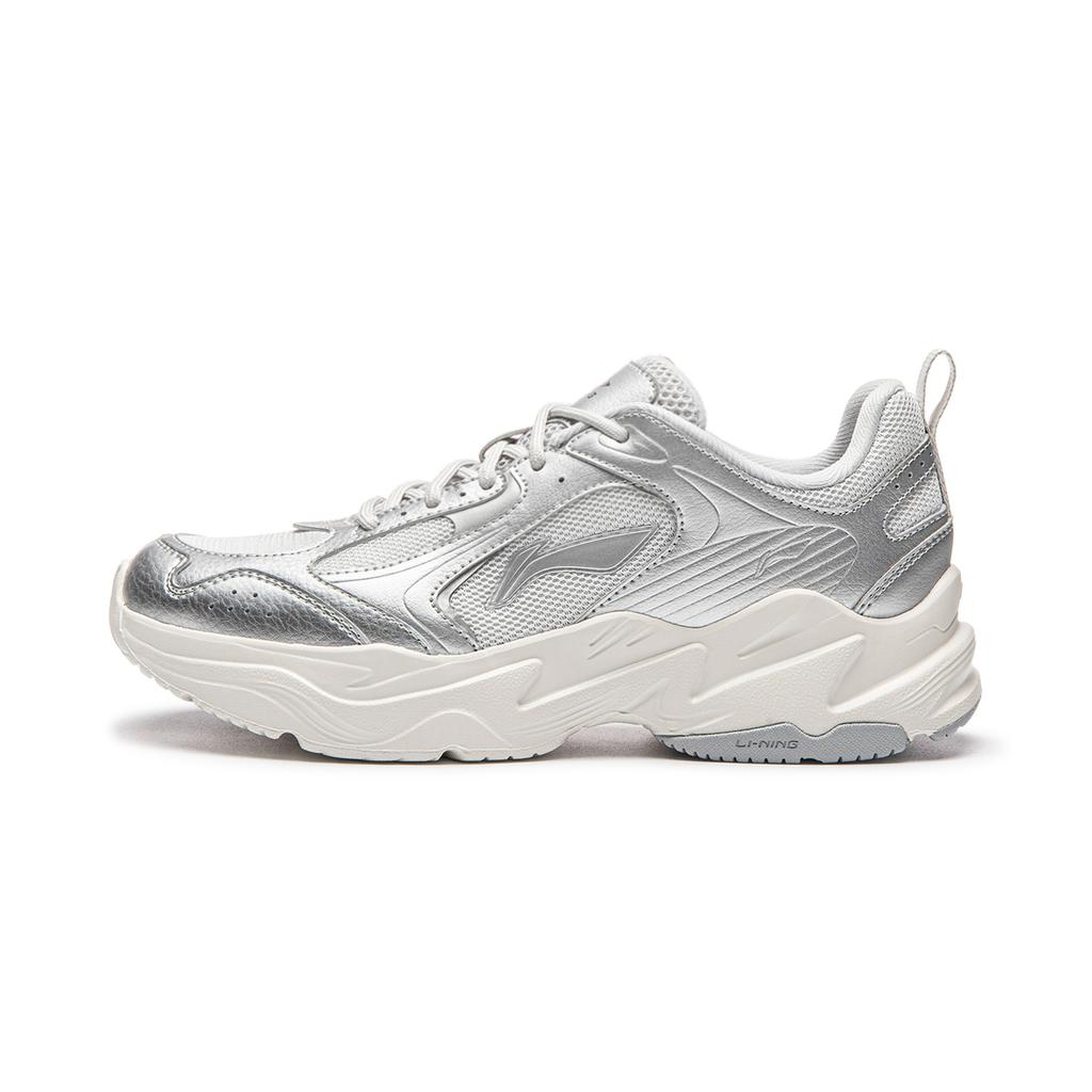 Женские повседневные кроссовки Li Ning Cloud Returns, низкие, серебристые, AGCW482-3