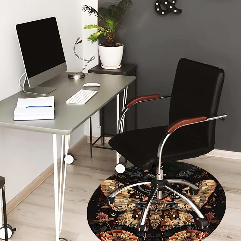 1PC Butterfly Flowers Non-Slip Floor Round carpet, Office, family, bedroom, Large Area Rug Indoor Rugs, Durable Polyester-L0350
