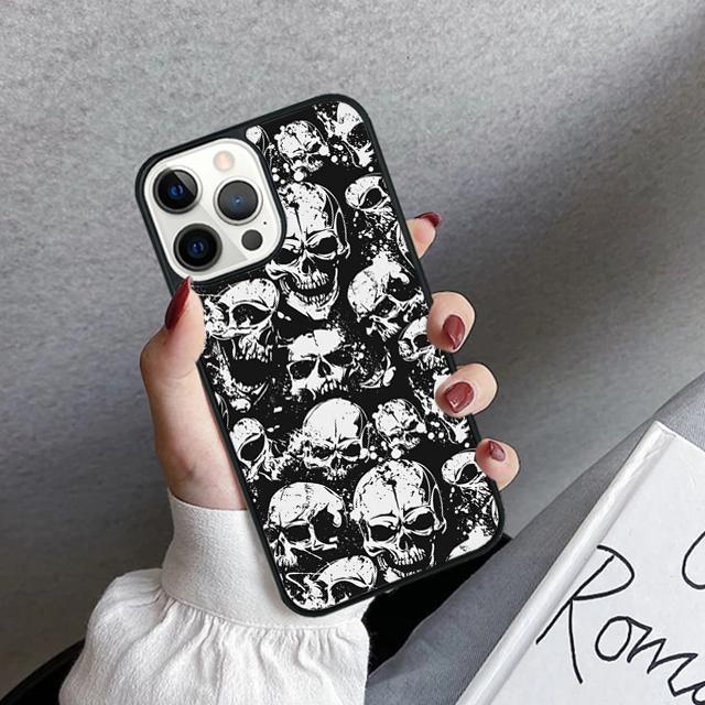 Крутой готический чехол-бампер с черепом для iPhone 17 Air 16 15 14 plus 12 13 pro max coque Shell Fundas