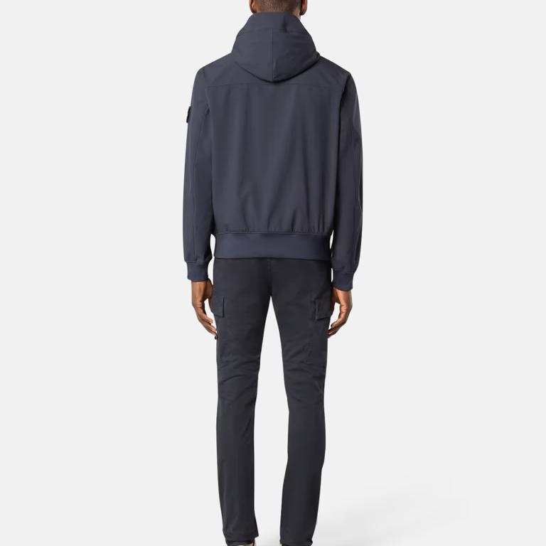 STONE ISLAND Ss25 Куртка софтшелл однотонная повседневная с капюшоном, длинным рукавом, ветрозащитная, водонепроницаемая, дышащая, мужская, K1S154100090S0A22-V0020