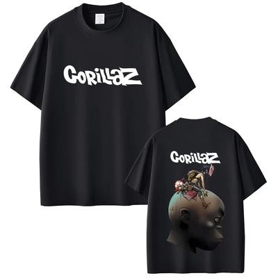 Рок-группа Gorillaz Графические футболки Мужские Женские Панк Оверсайз Уличная одежда Мужские Ретро Готические Футболки с коротким рукавом