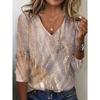 Women's Tunic Print Daily Fashion Casual Long Sleeve V Neck Yellow Spring Fall