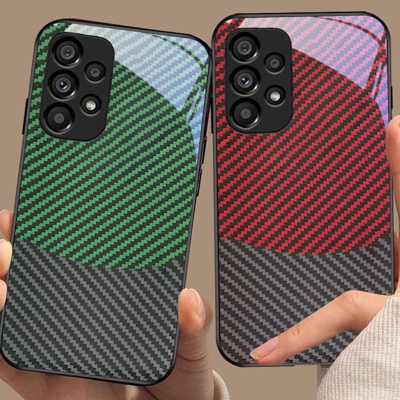 Двухцветные полосы для Samsung Galaxy S10 20 Plus 21 FE 22 23 24 FE 25 Ultra Черный Чехол для телефона из закаленного стекла Жесткий чехол