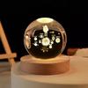 3D Crystal Ball Night Light Inner Carved Luminous Glass Ball Ornament with Wooden Base for Home Decor