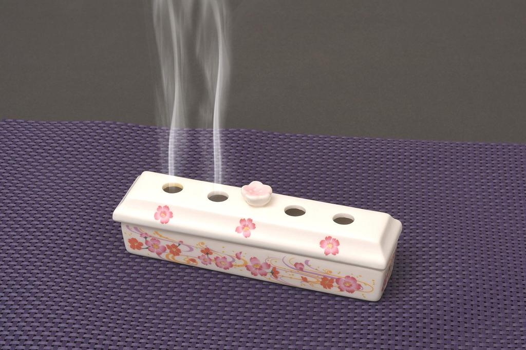 Seto Pottery Incense Case, Incense Holder, for Incense Sticks, Obon, Buddhist Altar, Memorial Service, Seto Ware, Incense Burner Plate, Cherry