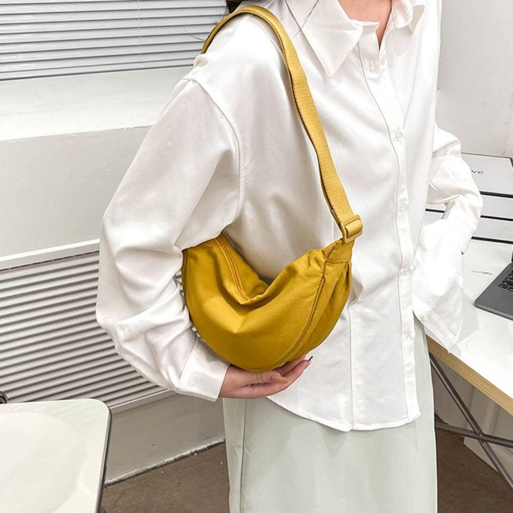 Handbag Single Shoulder Bags Underarm Bag Canvas Dumpling Bag Trendy Half-moon Bag Girls