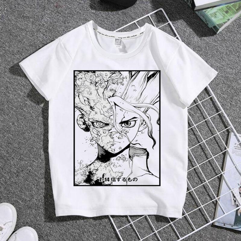 Модная детская футболка с рисунком Stone Era Dr Stone и графическим принтом, летние свободные белые женские топы с короткими рукавами, мужские футболки