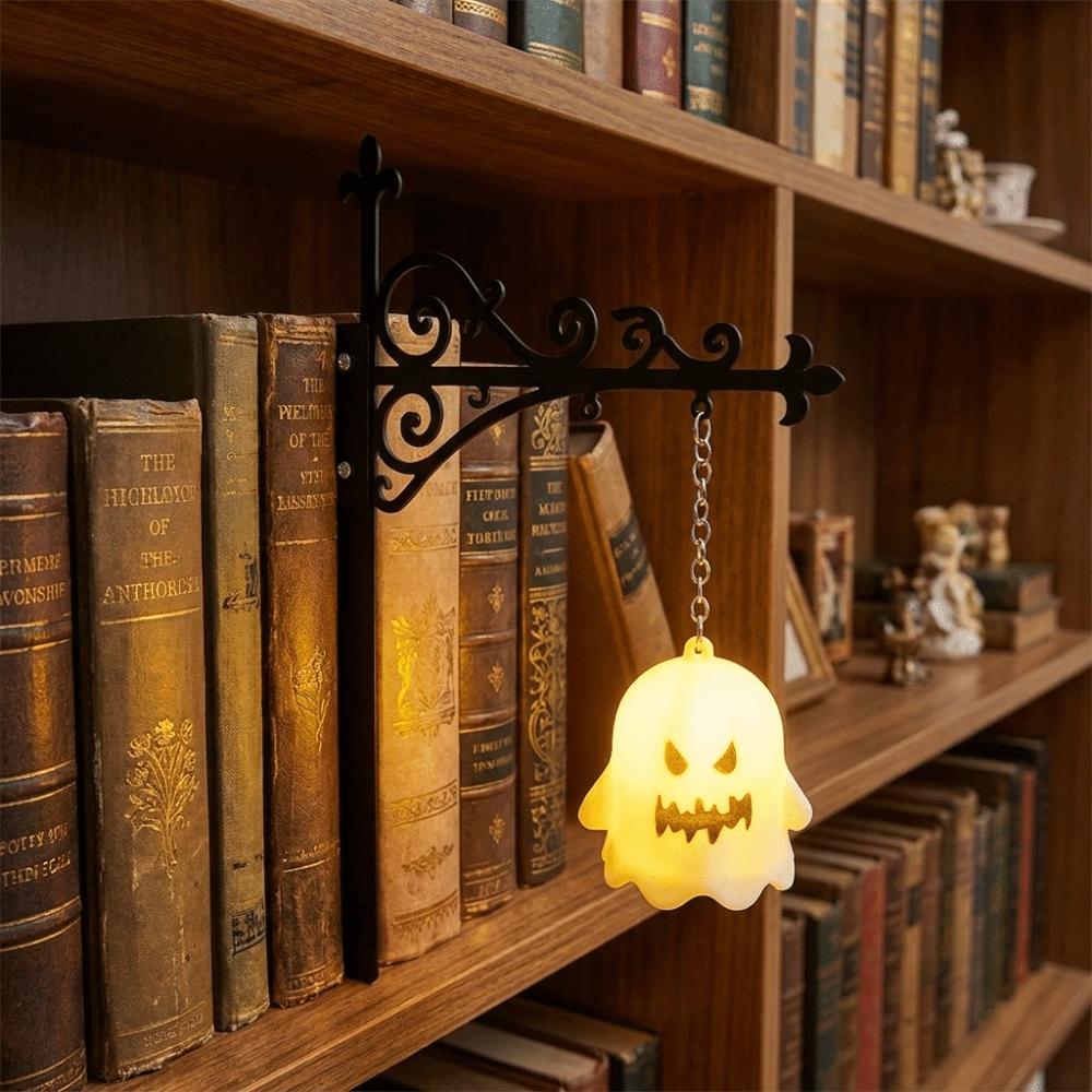 Metal Bookshelf Lantern Light Warm Yellow Bookshelf Ghost Light Library Reading Lamp Reading