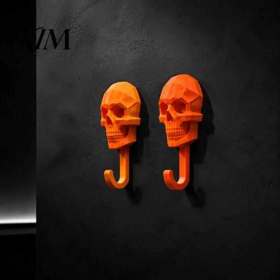 Skeleton Head Storage Organizer Skull Wall Hook, 3D Printed Gothic Decorative Adhesive Key Dark Aesthetic Decor Holder, Mounted for Home Bedroom