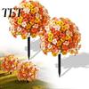 Realistic Floral Arrangements for Living Room Artificial Fall Flowers Outdoors, Fake Autumn Topiary Ball, UV Resistant Faux Mums with Ground