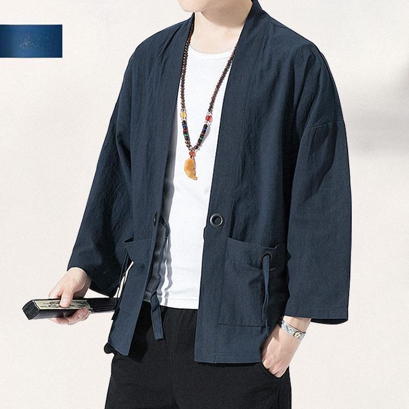 Men's Chinese Style Linen Jacket: Hanfu Kimono, Tang Suit, Taoist Robe - Retro Autumn Fashion