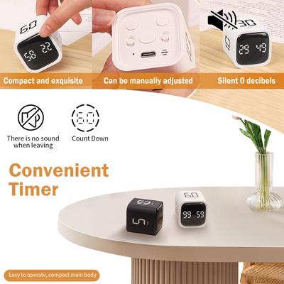 Вращающийся таймер на 5, 10, 30, 60 минут, предустановленный таймер для повышения производительности рабочего стола с датчиком силы тяжести, таймер для людей с СДВГ, режимы вибрации/высокой/низкой громкости/пользовательские режимы, для работы