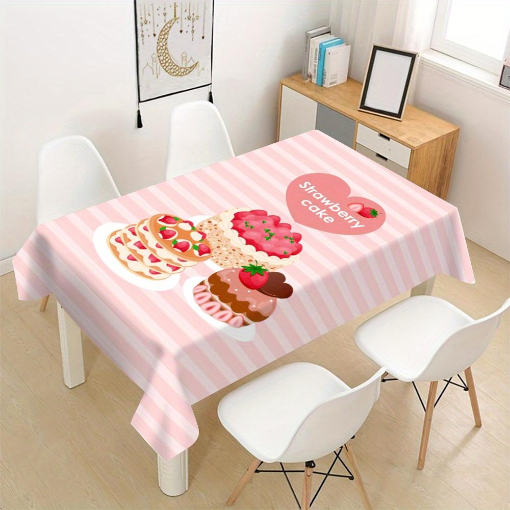 1pc Tablecloth, Delicious Cake Pattern Tablecloth, This Modern Style Cartoon Tablecloth Is Soft, Suitable for Parties, Picnics, And Camping, with a Un