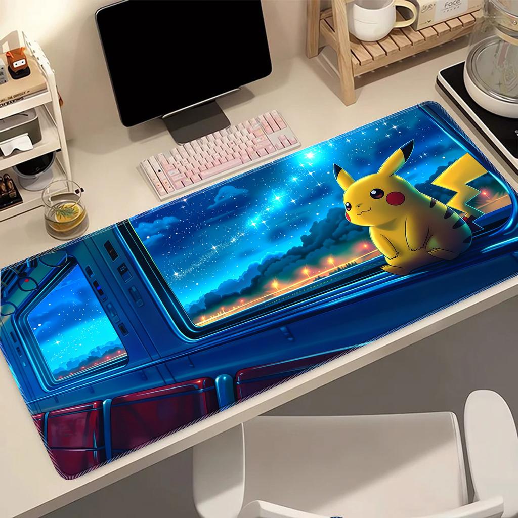 Kawaii Anime Pokemon Pikachu Extended Mousepad Soft Rubber Waterproof Desk Pad Laptop Gaming Mouse Mat Home Office Accessories