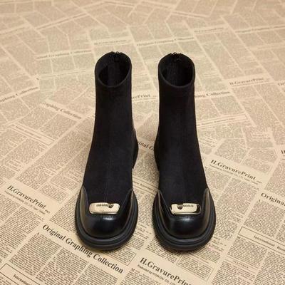 Женские ботильоны на квадратном каблуке, новые осенне-зимние, высококлассные тонкие ботильоны средней высоты, на небольшой толстой подошве, жареные уличные ботинки Мартин