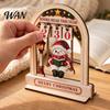 Christmas Home Accents Wooden Reading Tracker, Santa Arch Shelf Desktop Decor Decorations with Adjustable Number Counters, Holiday Gift for