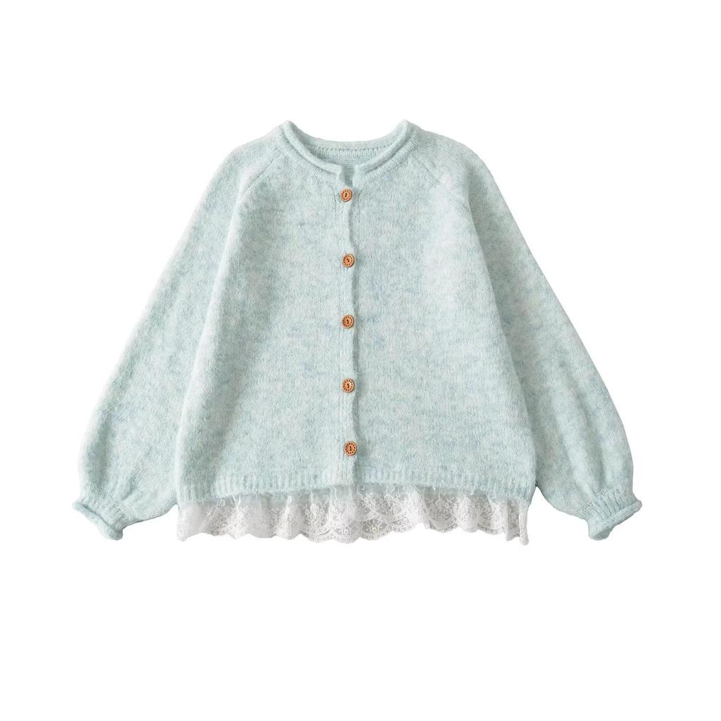 Women's Autumn Wool Knit Lace Cardigan - Slimming Sweater Short Jacket