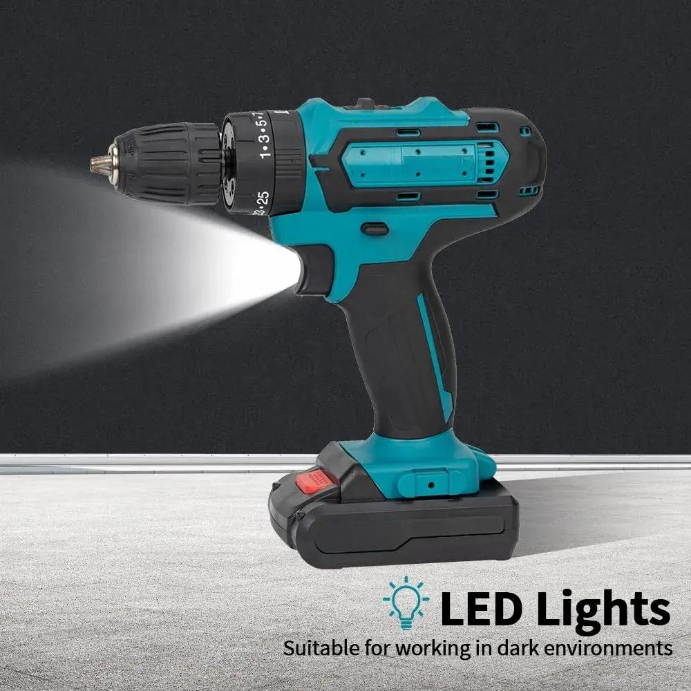 Бытовая многофункциональная аккумуляторная дрель 21 В 3 режима работы 2 скорости плавная регулировка скорости мини-электродрель/шуруповерт со светодиодной подсветкой
