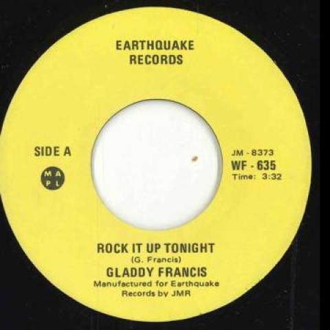 7-дюймовая пластинка GLADDY FRANCIS - Rock It Up Tonight / Rockin' Versio WF635 Earthquake CA 198- Ямайка Регги, Ска и Даб