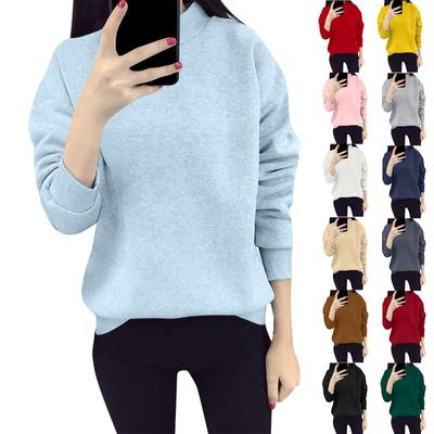 Женские толстовки, повседневные однотонные топы с длинными рукавами и круглым вырезом, праздничные топы, спортивный пуловер