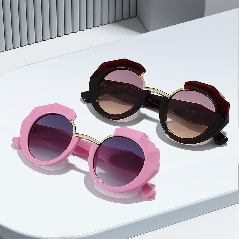 Large-frame round sunglasses, UV-protective sunglasses, men's and women's color-block sunglasses